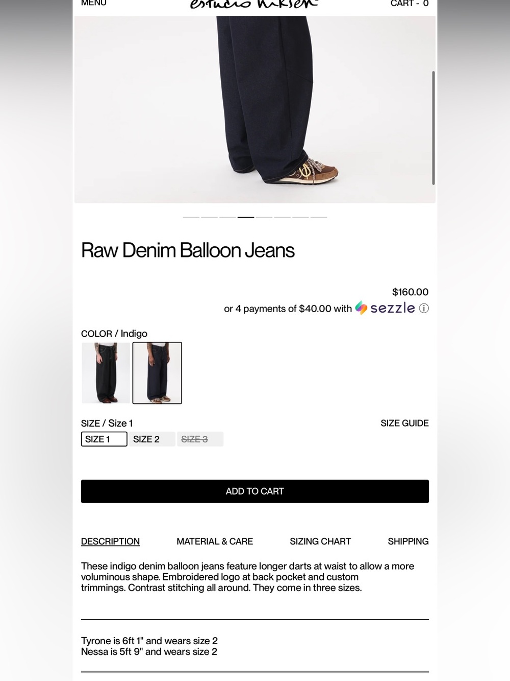 Estudio Niksen - Raw Denim Balloon Jeans - size 2 - Picture 3 of 8